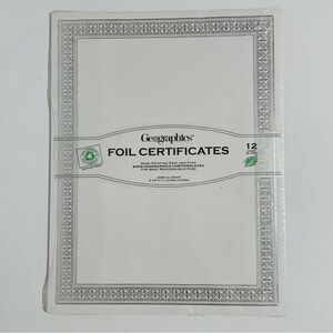 Geographics Blank Foil Certificates 11"x8-1/2" 12/PK Silver Flourish